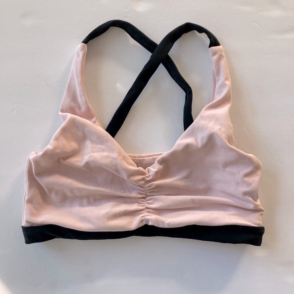 Splits59 Bruna Airweight Powder Pink & Black Athletic Sports Bra Xs - Picture 3 of 4